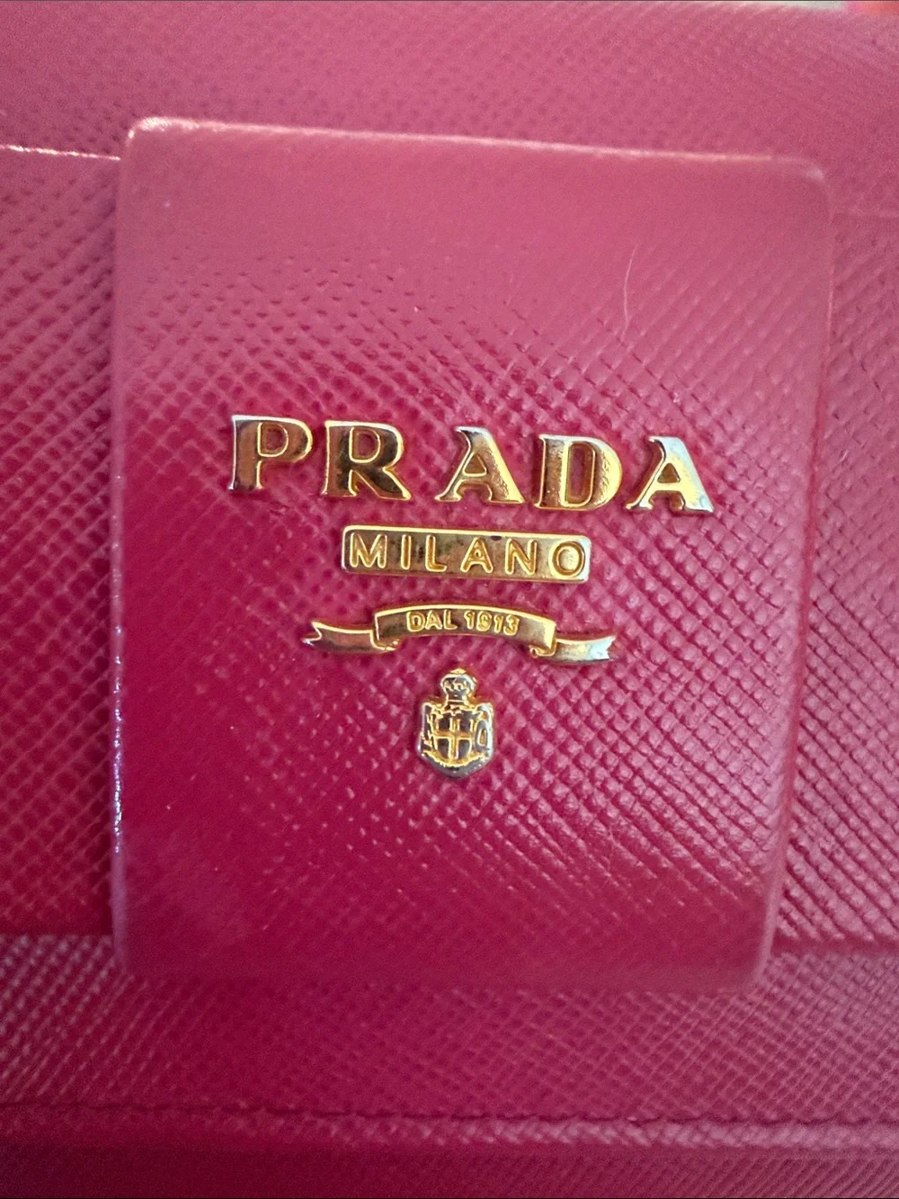 Prada Saffiano Leather Bow Chain Clutch - Fuchsia